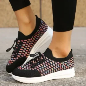 Nanpra Women Fashion Fly Knit Breathable Fashion Sneakers