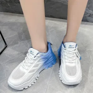 Nanpra Women Fashion Round Toe Breathable Mesh Gradient Sneakers