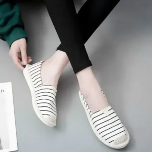 Nanpra Fashion Stripe Pattern Design Women Round-Toe Casual Espadrilles Shoes