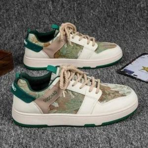 Nanpra Men'S Casual Retro Secret Forest Oil Painting Pattern Sneakers