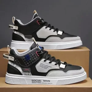 Nanpra Men'S Fashion High Top Color Block Sneakers