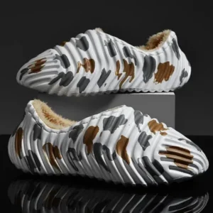 Nanpra Men'S Fashion Camouflage Coconut Shape Fleece Warm Plush Shoes