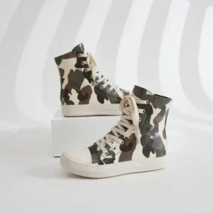 Nanpra Women Fashion Casual Plus Size Camouflage Thick-Soled High Top Shoes