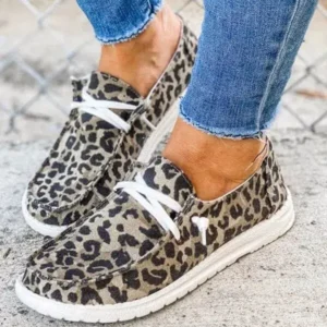 Nanpra Women Leopard Casual Flat Loafers Shoes