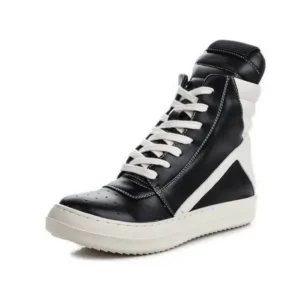 Nanpra Women Fashion Casual Black White Inverted Triangle High Top Shoes