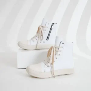 Nanpra Women Fashionable Hip Hop White High Top Sneakers