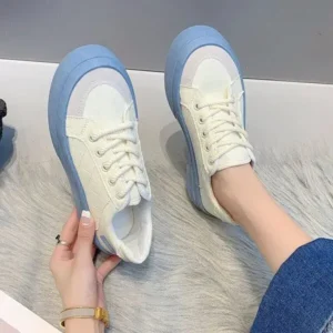 Nanpra Women Fashion Round Toe Lace-Up Sneakers