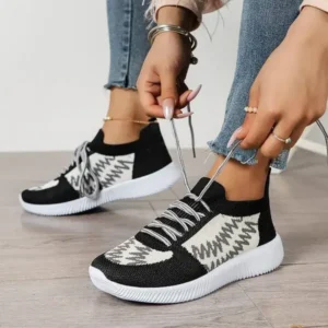 Nanpra Women Fashion Color Block Mesh Platform Sneakers