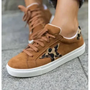 Nanpra Women Fashion Round Toe Lace-Up Canvas Sneakers