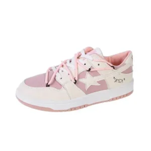 Nanpra Women Fashion Low Top Flat Retro Sneakers